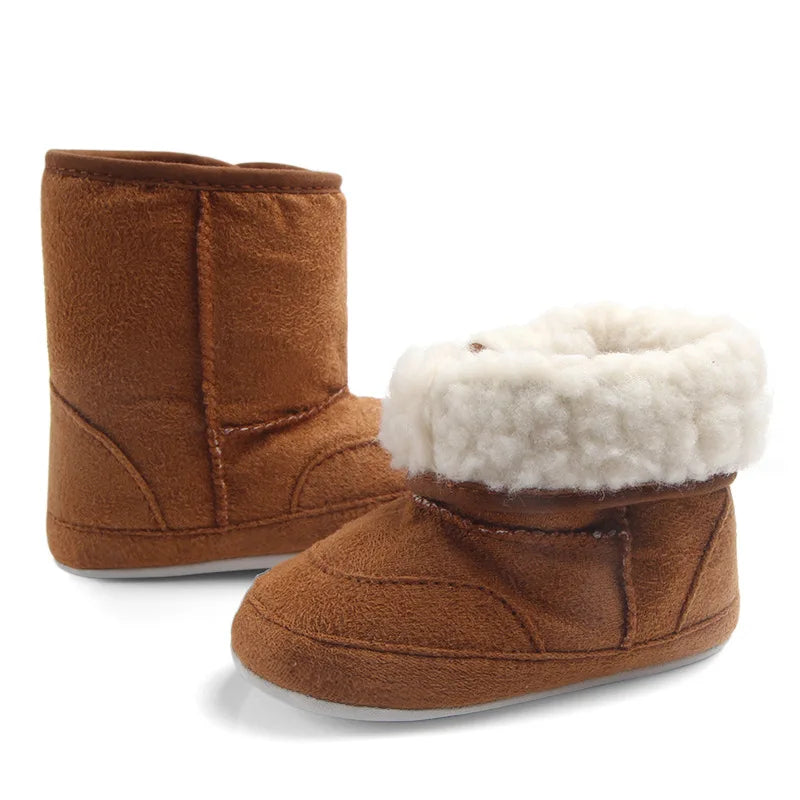 Baby Girl Boy Snow Booties Winter Solid Six Colors Warm Plush Soft Sole Non-slip High Quality Toddler Shoes First Walkers MJ0407