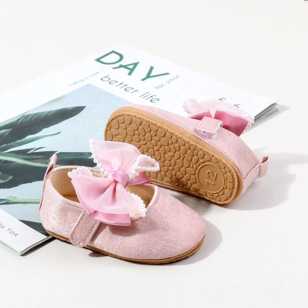 Spring And Autumn 0-18 Months Newborns Wearing Outward Walking Shoes With Durable Soft Sole And Non Slip Princess Shoes