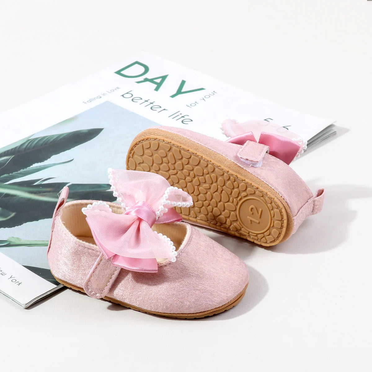 Spring And Autumn 0-18 Months Newborns Wearing Outward Walking Shoes With Durable Soft Sole And Non Slip Princess Shoes