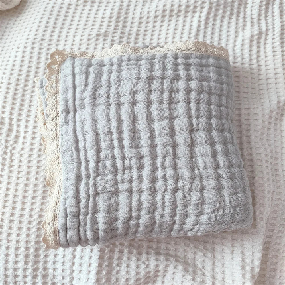 Newborn Baby Bath Towel 6 Layer Gauze Muslin Swaddle Cotton Receive Blankets Swaddling Wrap Lace Langer New Born Diapers Bedding