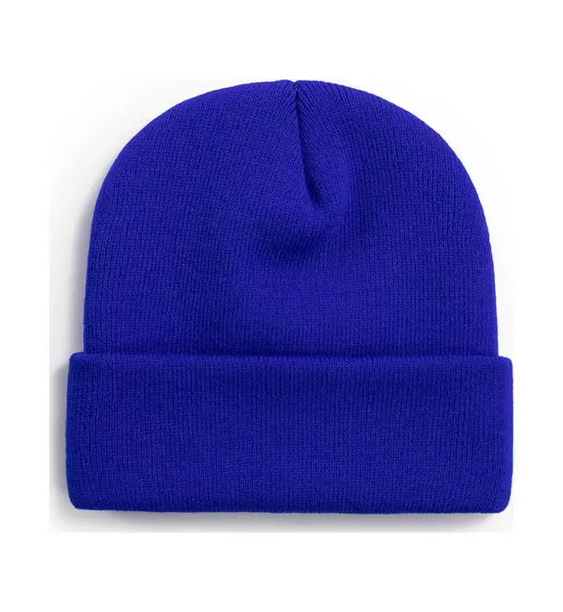 Knitted Hat For Men And Women Warm Beanie Model M01 Solid Color Rolled Edge