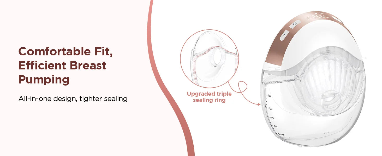 Wearable Electric Breast Pump 3 Modes 12 Levels Silent Leak-Proof Hands Free Breastpump Breastfeeding with 17/19/21/24mm Flange