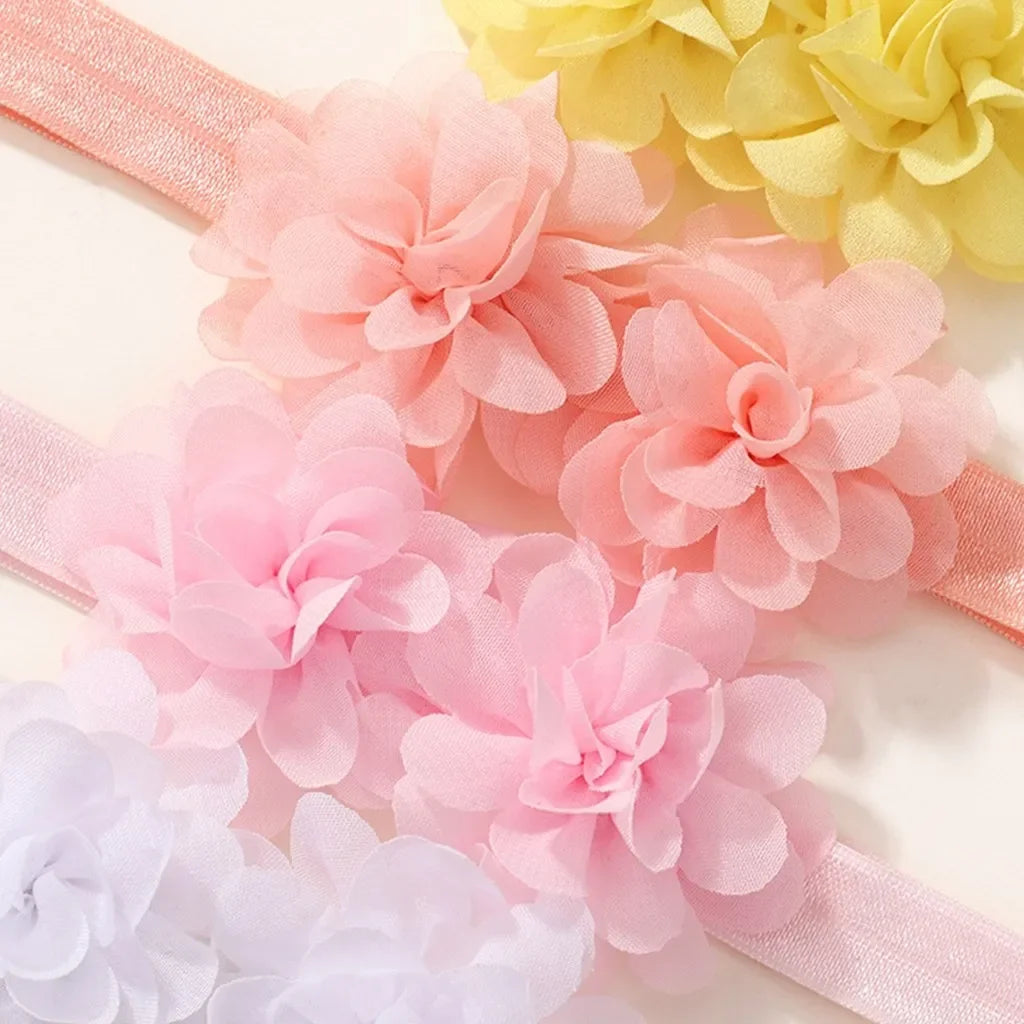 7pcs Babys Chiffon Headbands Flower Soft Strecth Elastic Hair Bands SetNewborns Head Tie Infants Babe Hair Accessories