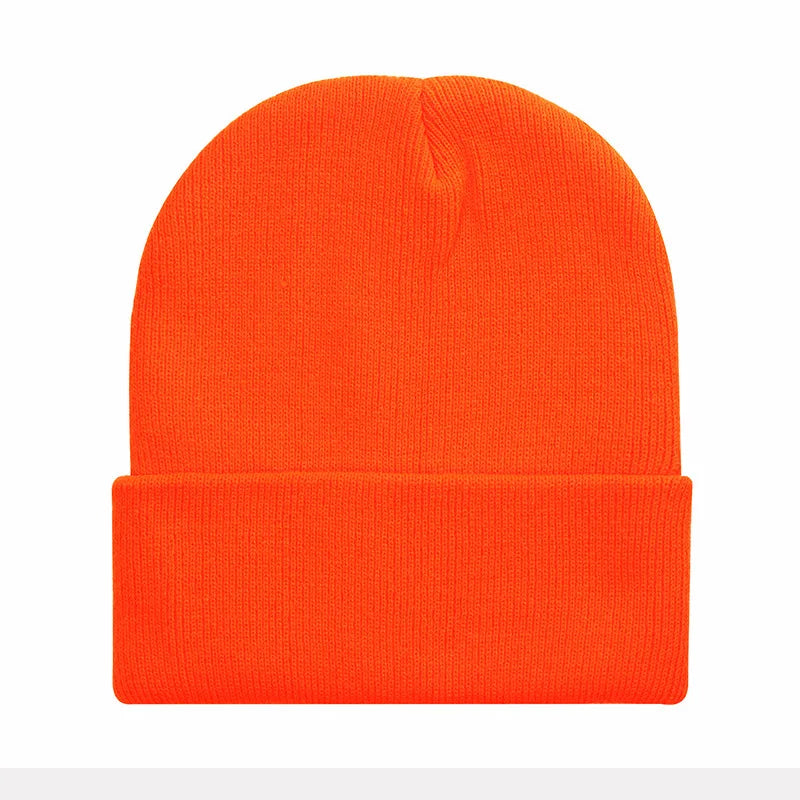 Knitted Hat For Men And Women Warm Beanie Model M01 Solid Color Rolled Edge