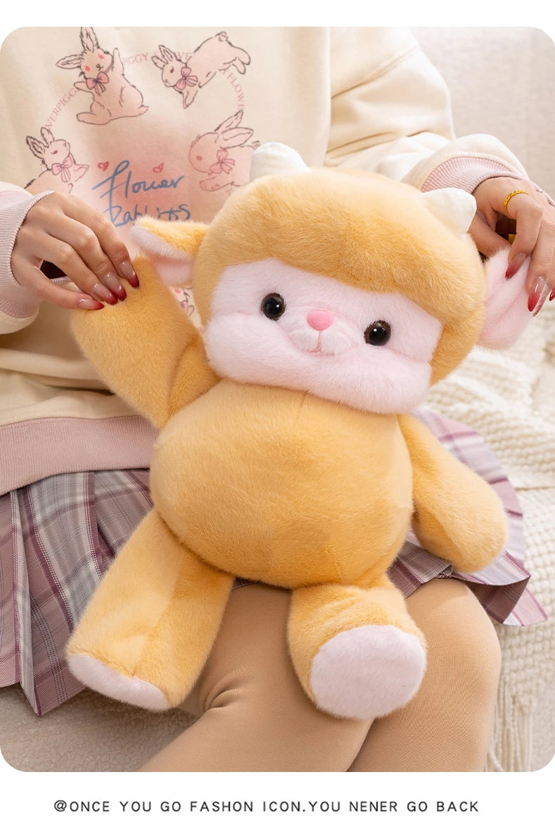 2026 Hot Cuddly Cartoon Sheep Plush Toys High Quality Fluffy Sitting Pose Doll Warm Cozy Children Companion Xmas Gift Home Decor
