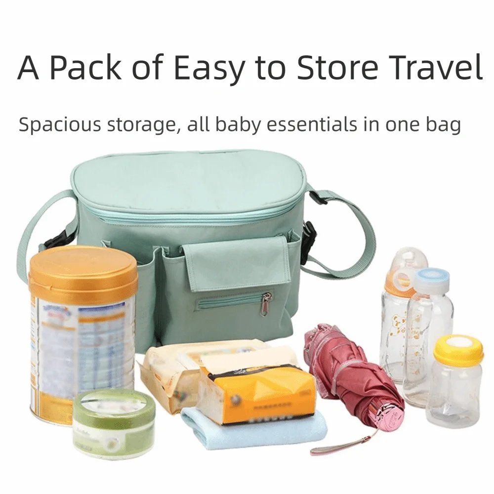 Large Capacity Baby Stroller Bag Cartoon Multiple Pockets Diaper Bag Organizer Oxford Cloth Portable Baby Stroller Hanging Bag