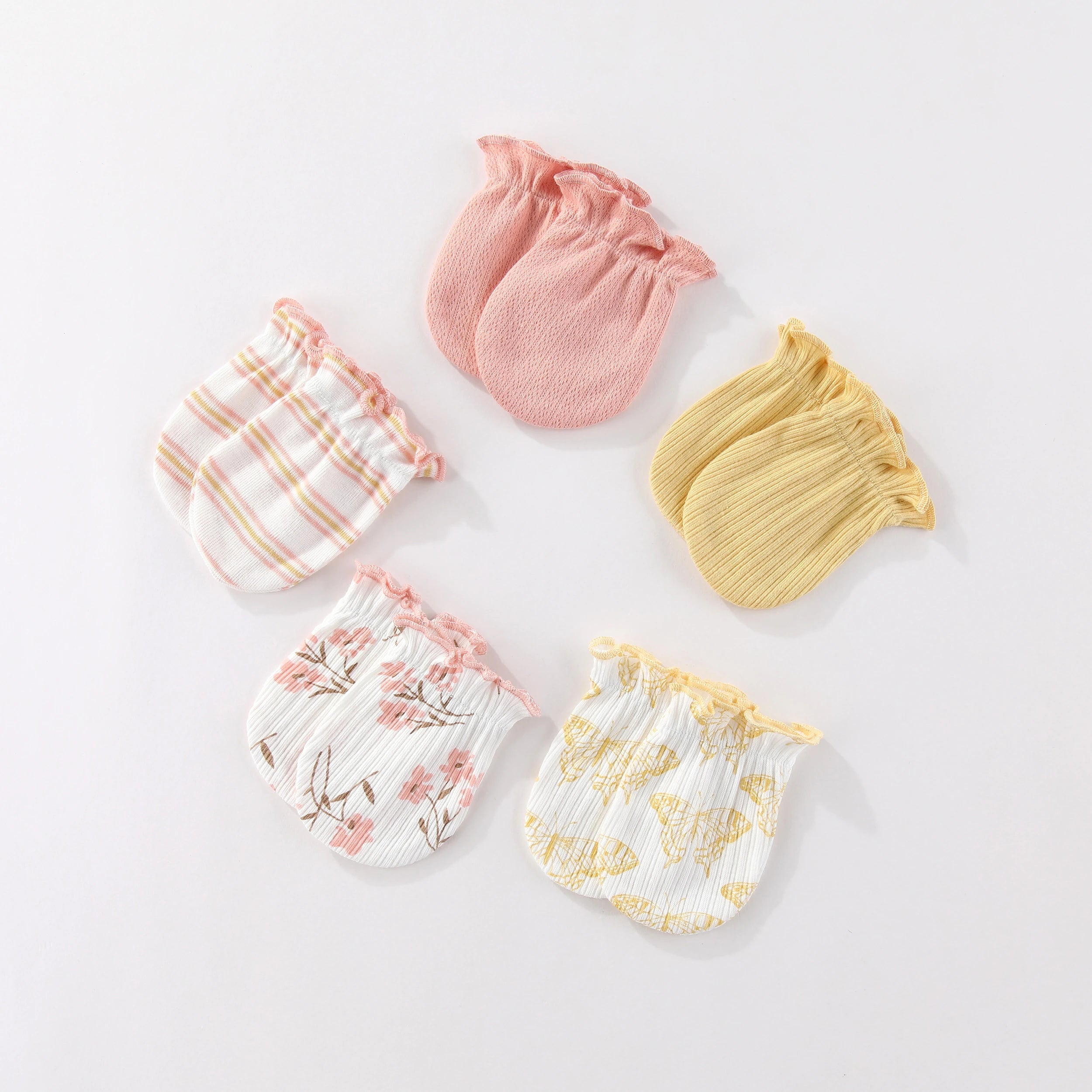 Kiddiezoom Newborn Gloves 0-6M 4/5 Pairs 100 Percent Cotton Breathable Baby Mittens For Newborns