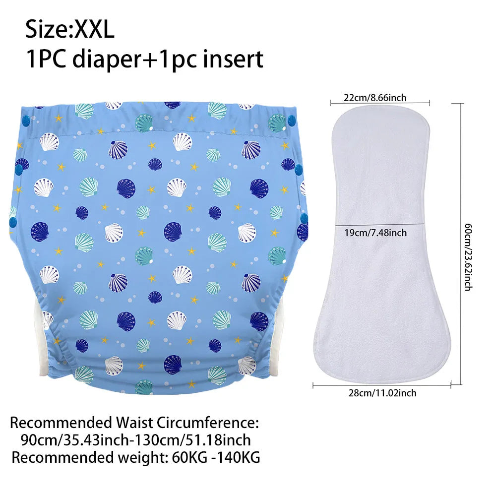 Ice Silk Adult Cloth Diaper Pants Waterproof Reusable Diapers Nappy Pads Anti Leak Breathable
