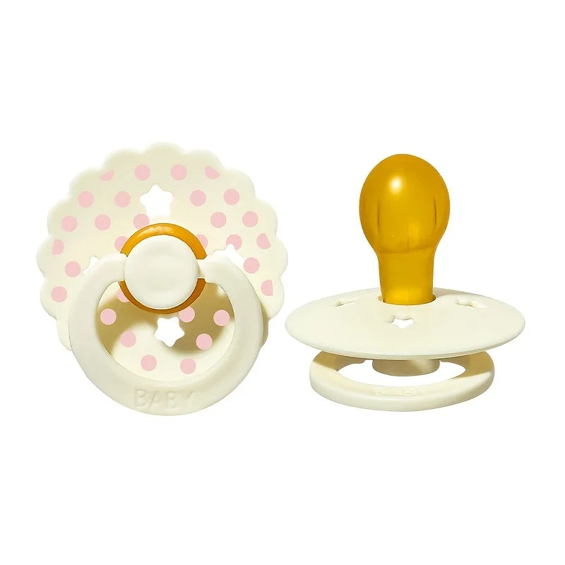 New 2pcs/pack Scalloped Edge Baby Soother Pacifier with Polka Dot, Star Design Baby Gift Cute Dummy with Cherry-round Nipple,