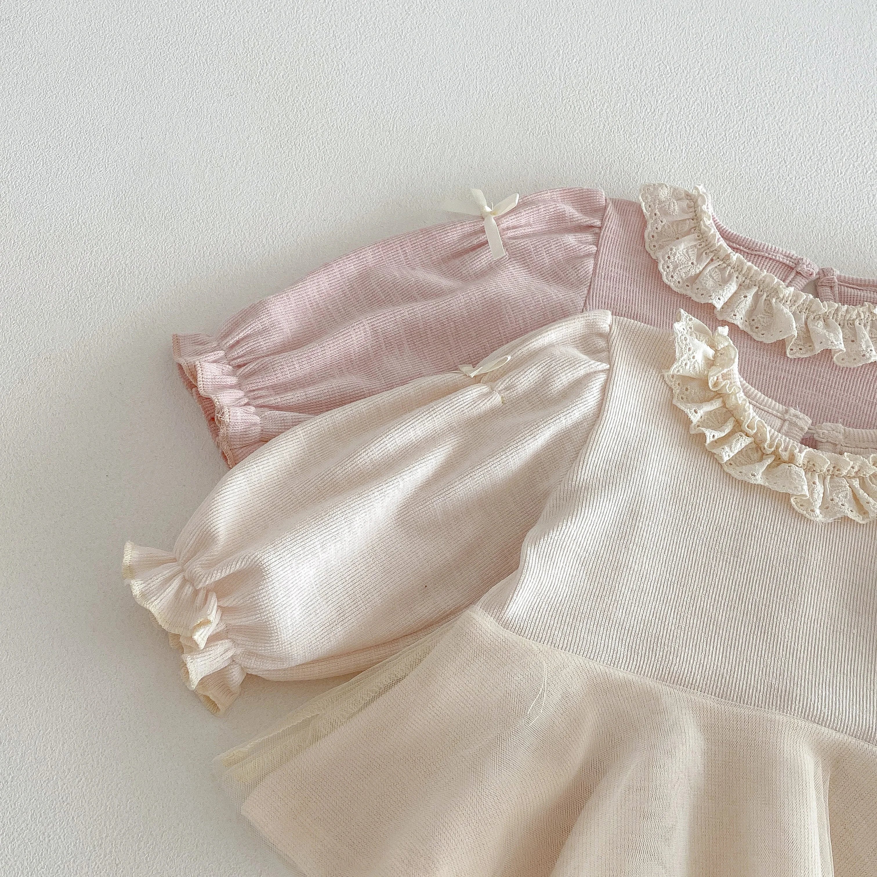 Girls' Fashion Set 2026 Korean Style Spring-Autumn Net Scarfed Bowknot baby Shirt with Flared Pants - Girls' Two-Piece Set