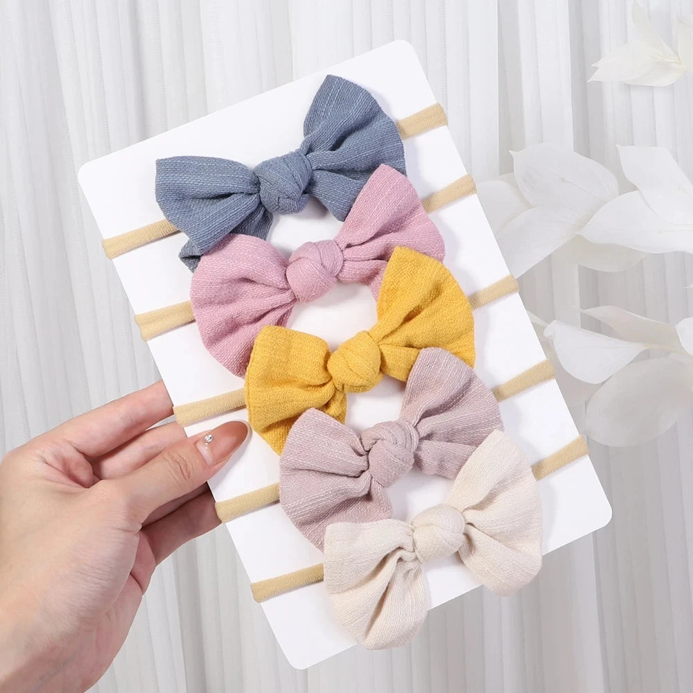 5Pcs/set Set Baby Bows Soft Cotton Hair Bands for Kids Girls Band Newborn Headwear Kids Hair Accessories