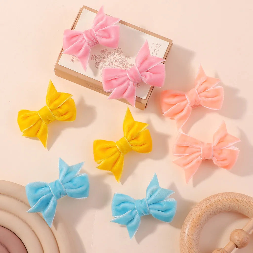 30PCS Velvet Bow Hair Clips Set for Girls Retro Red/Green Party Festivel Handmade Hair Accessories Kids Headwear