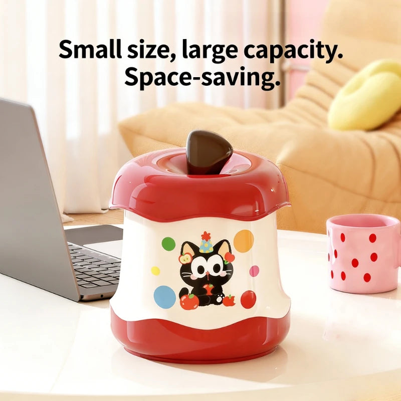 Desktop Trash Can Mini Cute Garbage Basket Household Garbage Bins with Lid Storage Bin Storage Box for Office Bedroom Dormitory