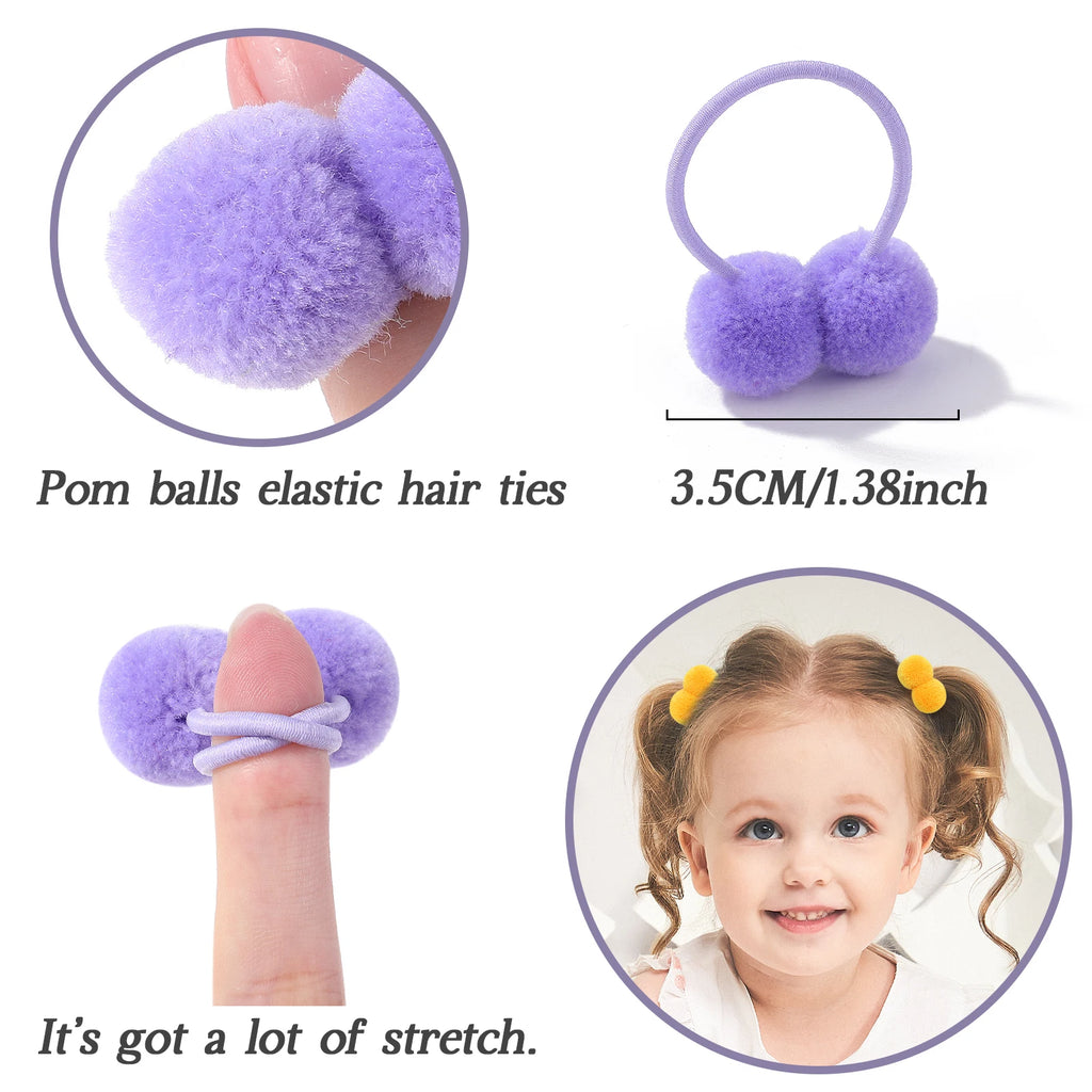 20/40pcs Double Plush Ball Elastic Hair Bands for Kids Girls Colorful Hair Ropes Ties Ponytail Rubber Bands Hair Accessories