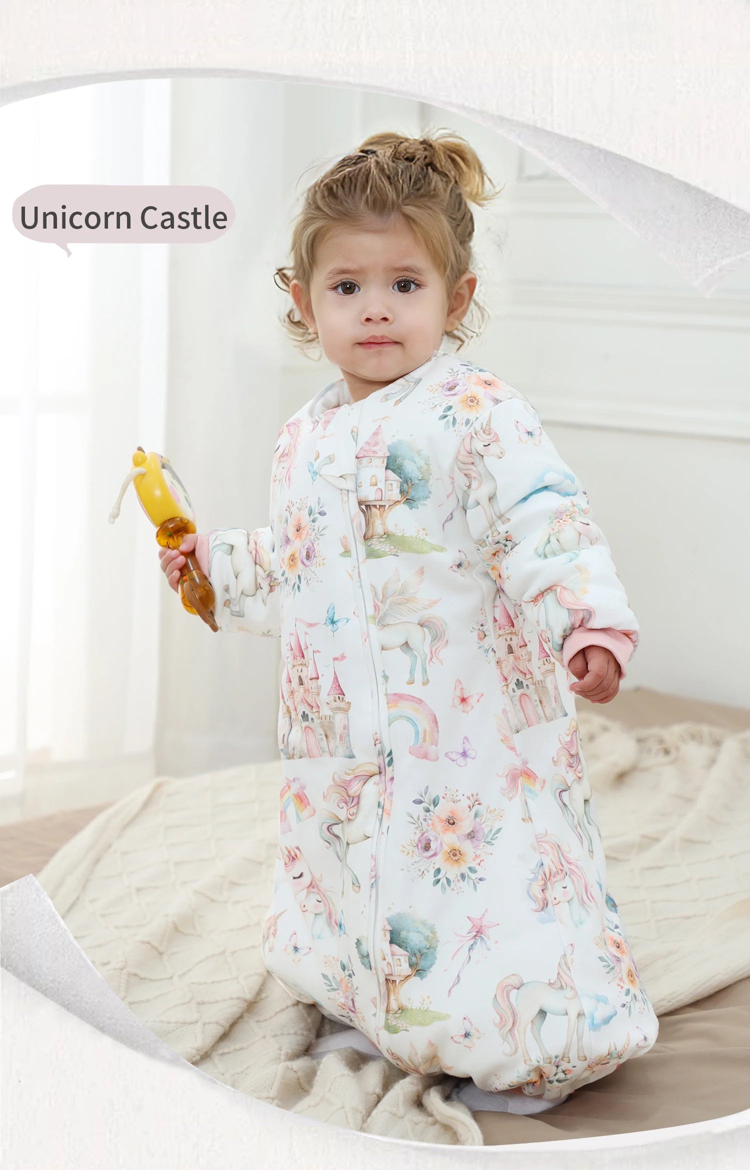 INSULAR Baby Cartoon Split-Leg Sleep Sack with Detachable Sleeves, 100% Cotton Thickened Winter & Autumn Toddler Sleeping Bag