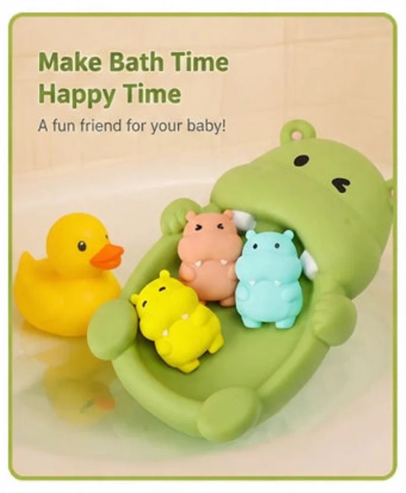 Bath Toys, Floating Teether for Infants, Soft Silicone Squeeze Toys, Sensory Bathtime Set for Newborns, Cute Animal Bath Buddies