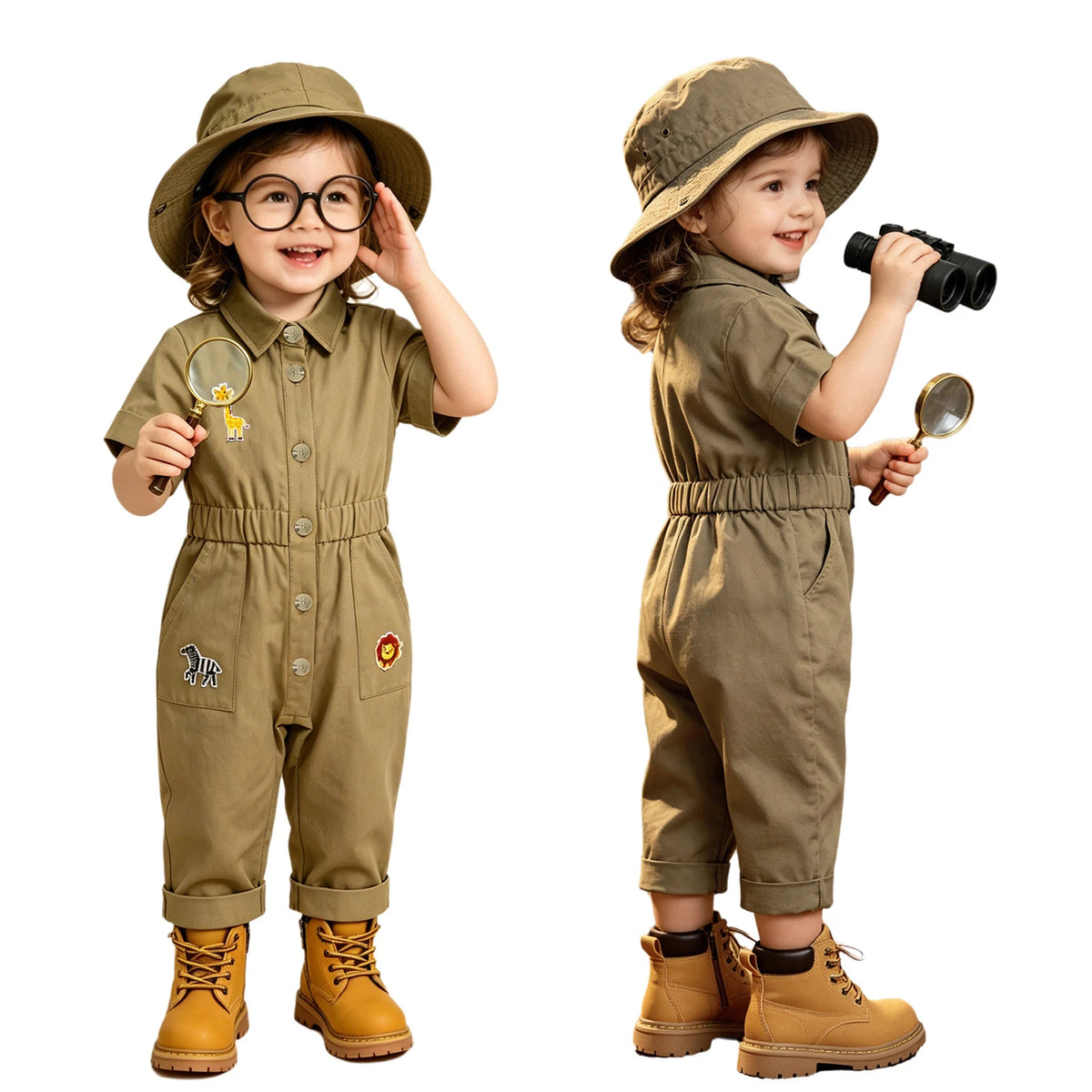 Toddler Baby Girls Zookeeper Suit Sleeveless Cute Animal Embroidery Tulle Dress Birthday Party Cake Smash Zoo Keeper Outfits