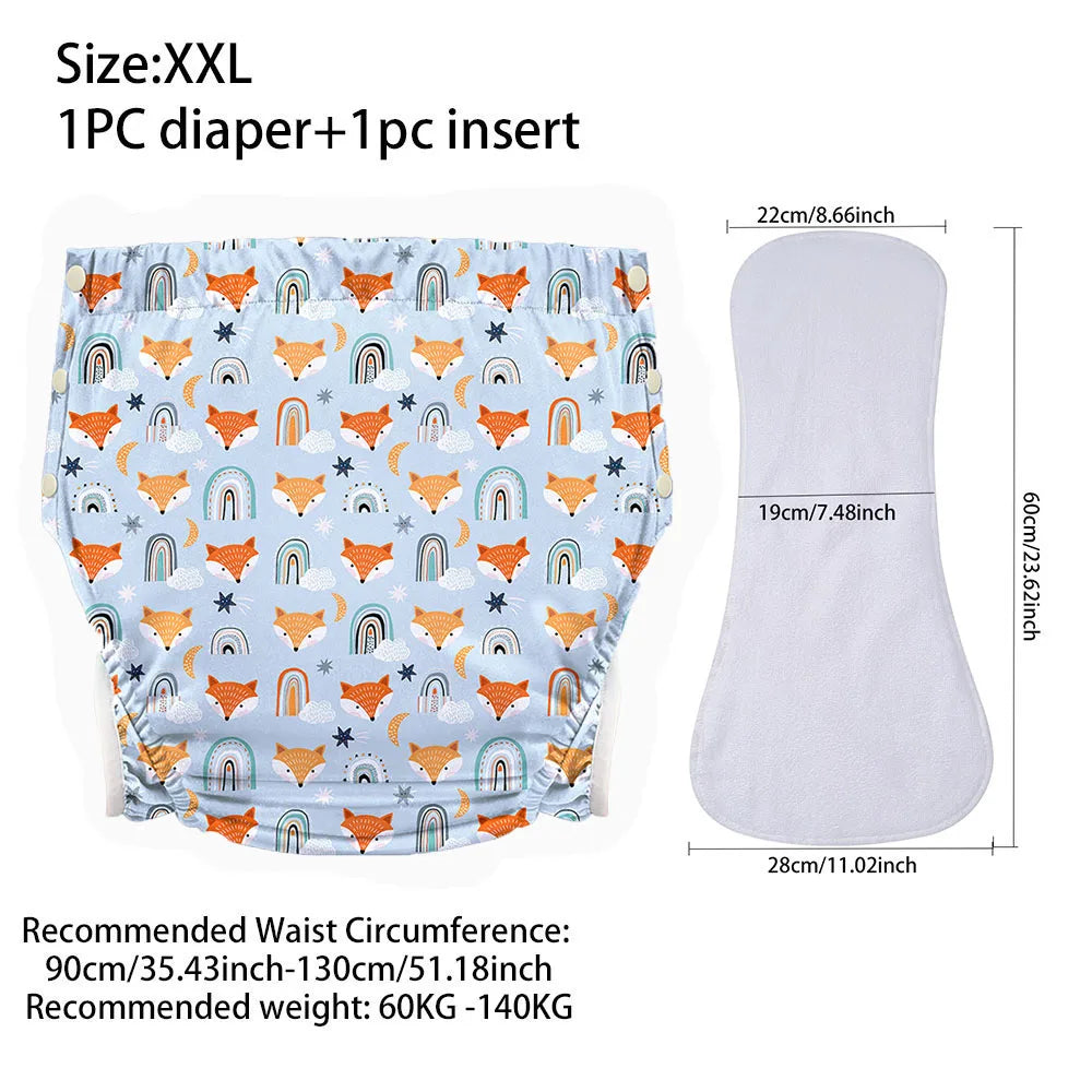 Ice Silk Adult Cloth Diaper Pants Waterproof Reusable Diapers Nappy Pads Anti Leak Breathable