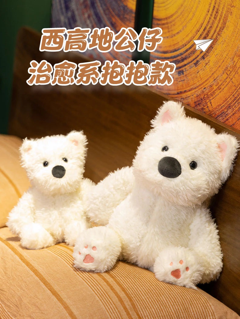 Hot 33/45cm Cute Plush West Highland Dog Plush Toy White Terrier Dolls Stuffed Soft Dog Pillow Kawaii Toy For Birthday Xmas