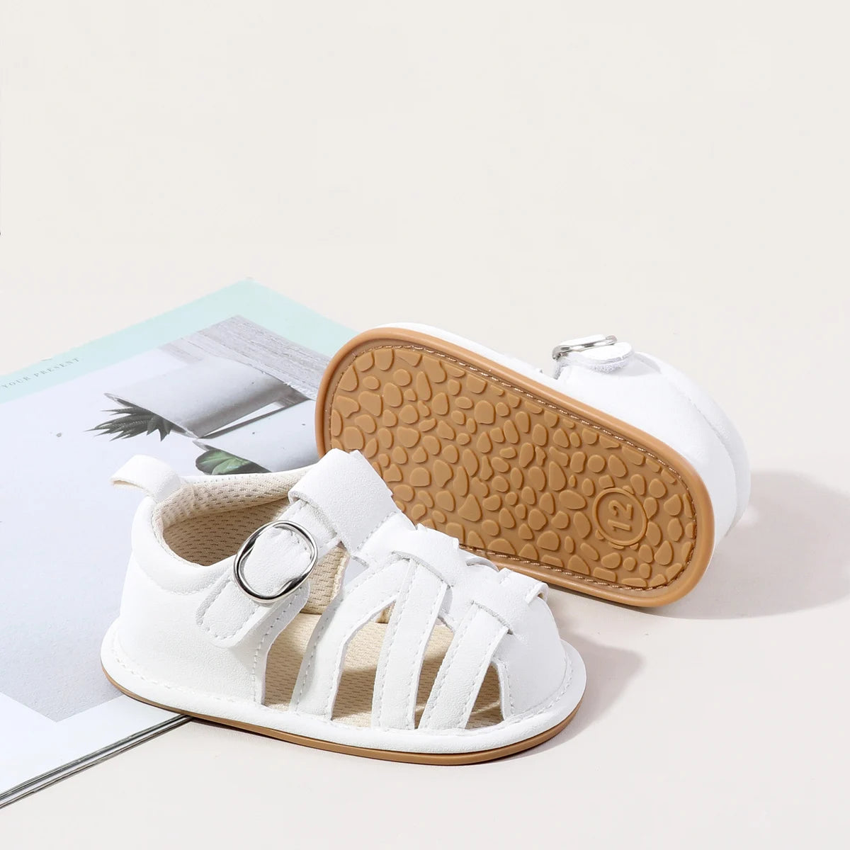 Cross Strap Hook and Loop Baby Walking Sandals Summer Lightweight Breathable Rubber Sole Newborn Casual Footwear For 0-18 Months