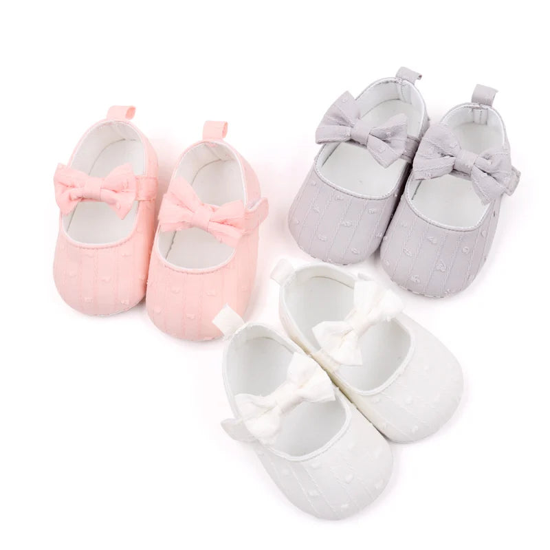 Spring Autumn New Product 0-1 Years Old Girls' Shoes with Soft Soles Embroidered Bowknot Fashionable and Cute Baby Learning WalK