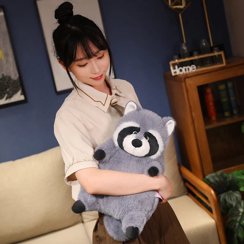 Artificial Fat Raccoon Plush Doll Grey Round Raccoon Animal Plush Toy Super Soft Christmas Gift For Boys And Girls