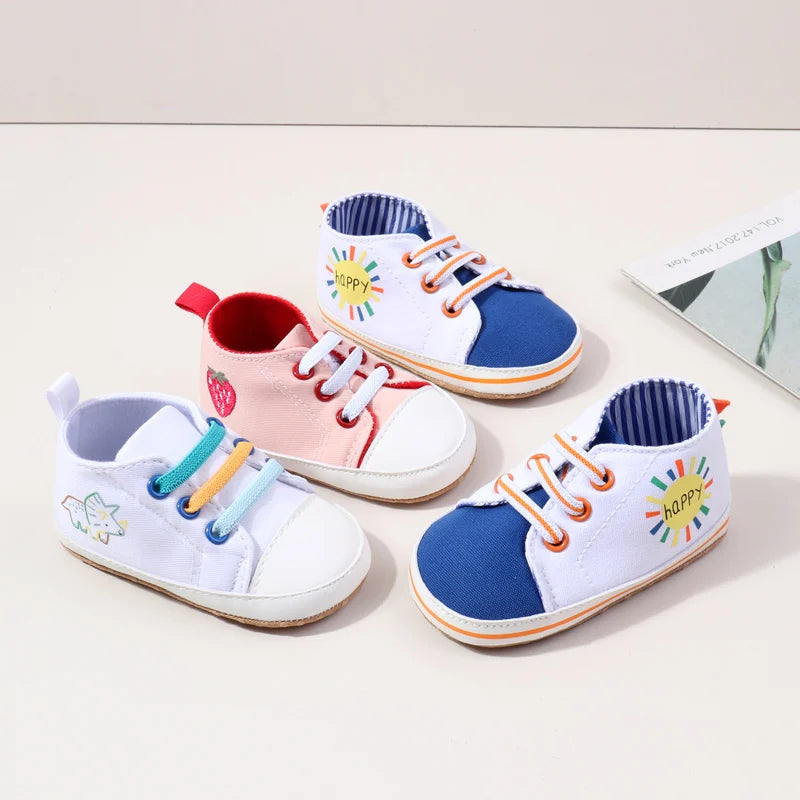 Hoting Selling Spring and Autumn Baby Boys and Girls Canvas TPR Anti Slip Cute Cartoon Printing High Quaity Soft Cotton