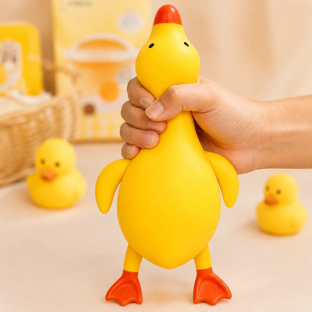 Creative Big Yellow Duck Squishy Toy, TPR Soft Rubber Cartoon Duck Stress Relief Squeeze Toy, Slow Rising Fidget Sensory Toy