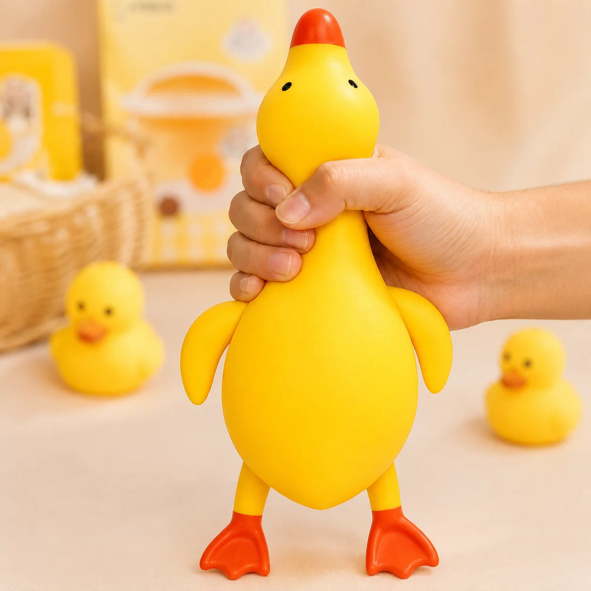 Creative Big Yellow Duck Squishy Toy, TPR Soft Rubber Cartoon Duck Stress Relief Squeeze Toy, Slow Rising Fidget Sensory Toy