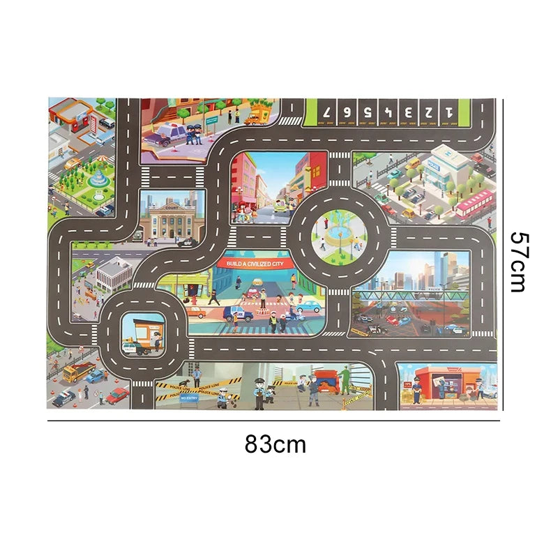 TMZ Baby Crawling Mat 83x57cm Cartoon City Traffic Map Non Slip Playmat For Boys Girls Montessori