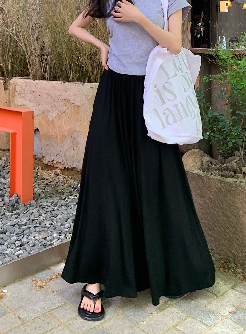 Korean Style Summer Pregnancy Belly Trousers Thin High Waist Wide Leg Floor-length Fashion Maternity Modal Pants Casual Trousers