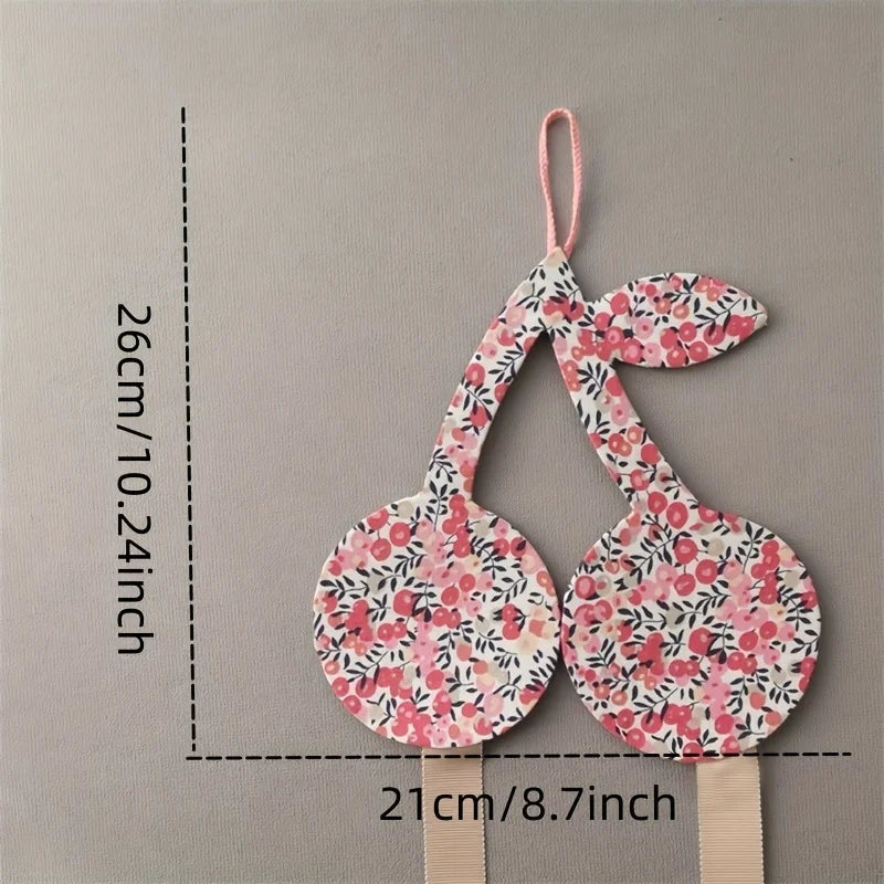 Korean-Style Ins Floral Cherry Storage Strap for Home Hair Accessories, Hairpin Organizer, Girl's Hair Accessory Organizer Hanging Strap, Room Decoration Wall Hanging Decoration.