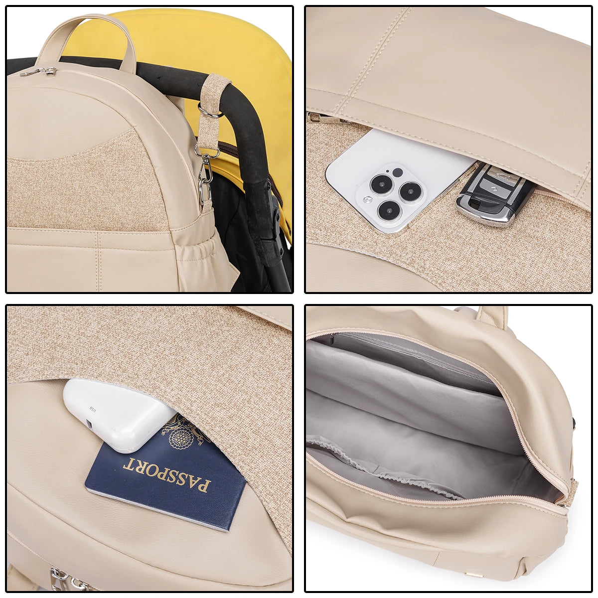 Soboba Diaper Backpack for Women Large Capacity Multi-functional Nappy Changing Bag with 2 Straps can Hang on Stroller