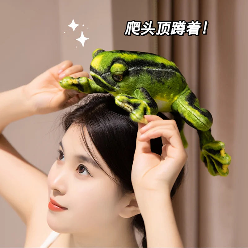 Simulation Cute Green Yellow Frog Plush Toy Super Soft Stuffed Animal Realistic Fun Frog Doll Baby Toys Gift Toy For Kid Girl