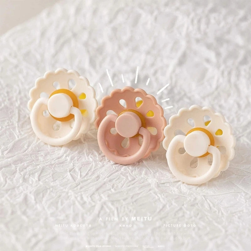 Soothing Pacifier for Newborns Flower Shaped Nipple for 0 to 6M Baby Boys Girls