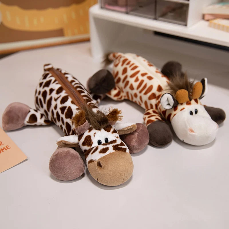 Cartoon Animal Elephant Lion Kapibala Plush Pen Case For Kid Large Capacity Supplies Stationery Storage Bag For Kid Gift