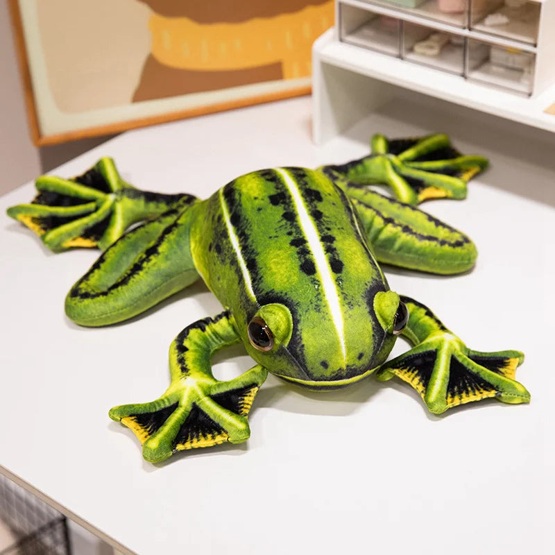 Frog Plush Toy Realistic Green Yellow Stuffed Animal Cute Frog Doll For Kids Baby Gift
