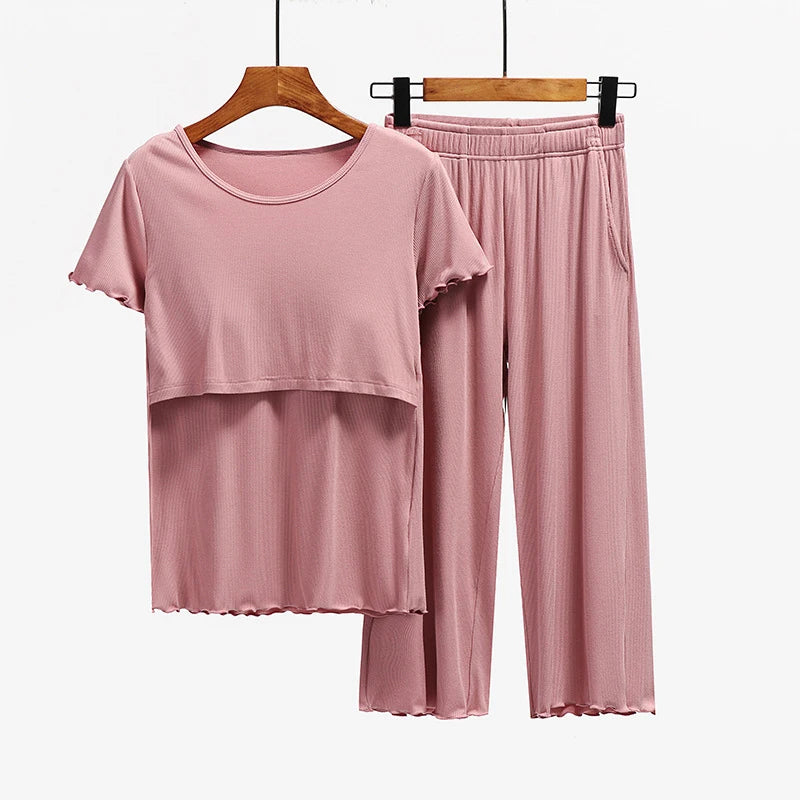 Maternity Clothes set Nursing Sleepwear Breastfeeding Nightwear Pregnant Women Pregnancy Breast Feeding Pajamas Tracksuit Suits