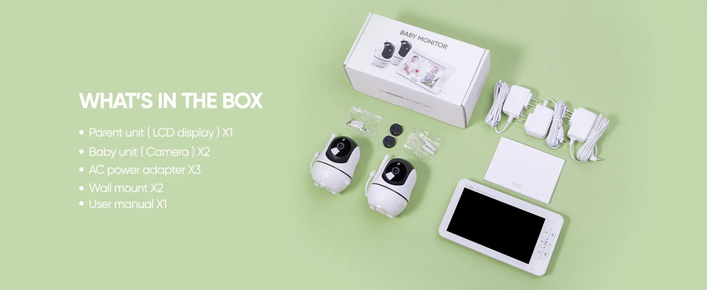 SM70V2  1080P HD Split Screen Video Baby Monitor No WiFi, Baby Camera Monitor, Hack Proof, Remote Zoom/Pan/Tilt, 4000mAh Battery