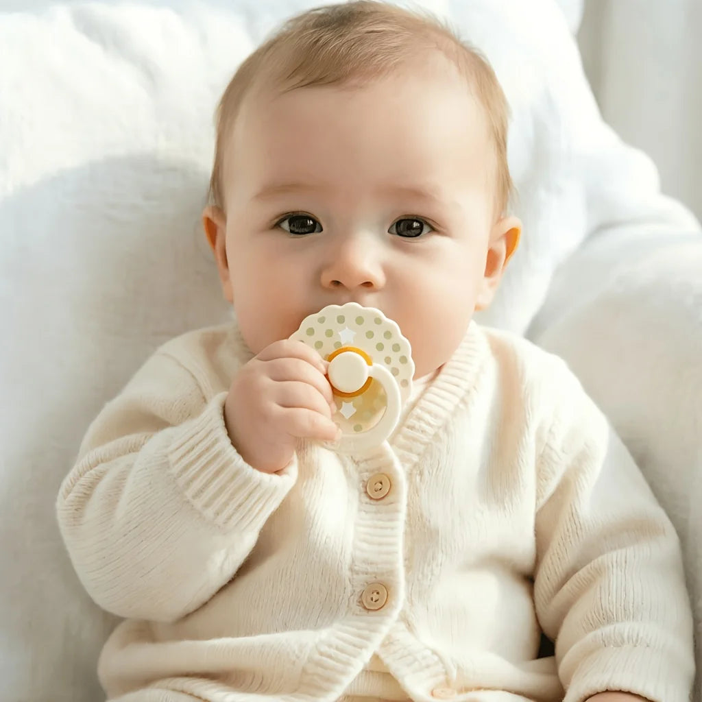 New 2pcs/pack Scalloped Edge Baby Soother Pacifier with Polka Dot, Star Design Baby Gift Cute Dummy with Cherry-round Nipple,