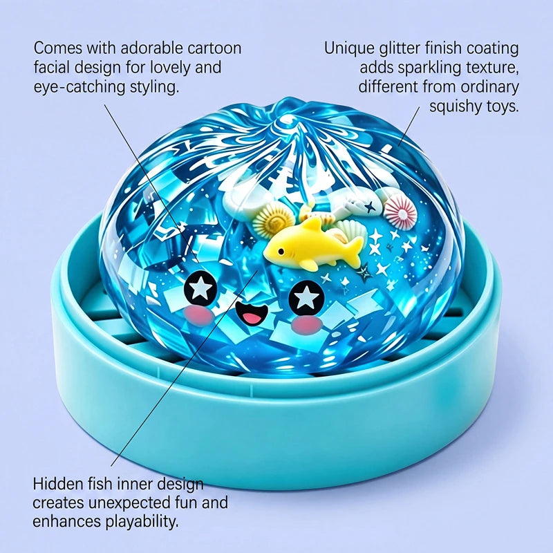 Ocean Halloween Ghost DumplingsToy Soft Slow Resilience Squishy Toy Fidget with Steamer Steamed Stuffed Bun Squishy Pinch Le