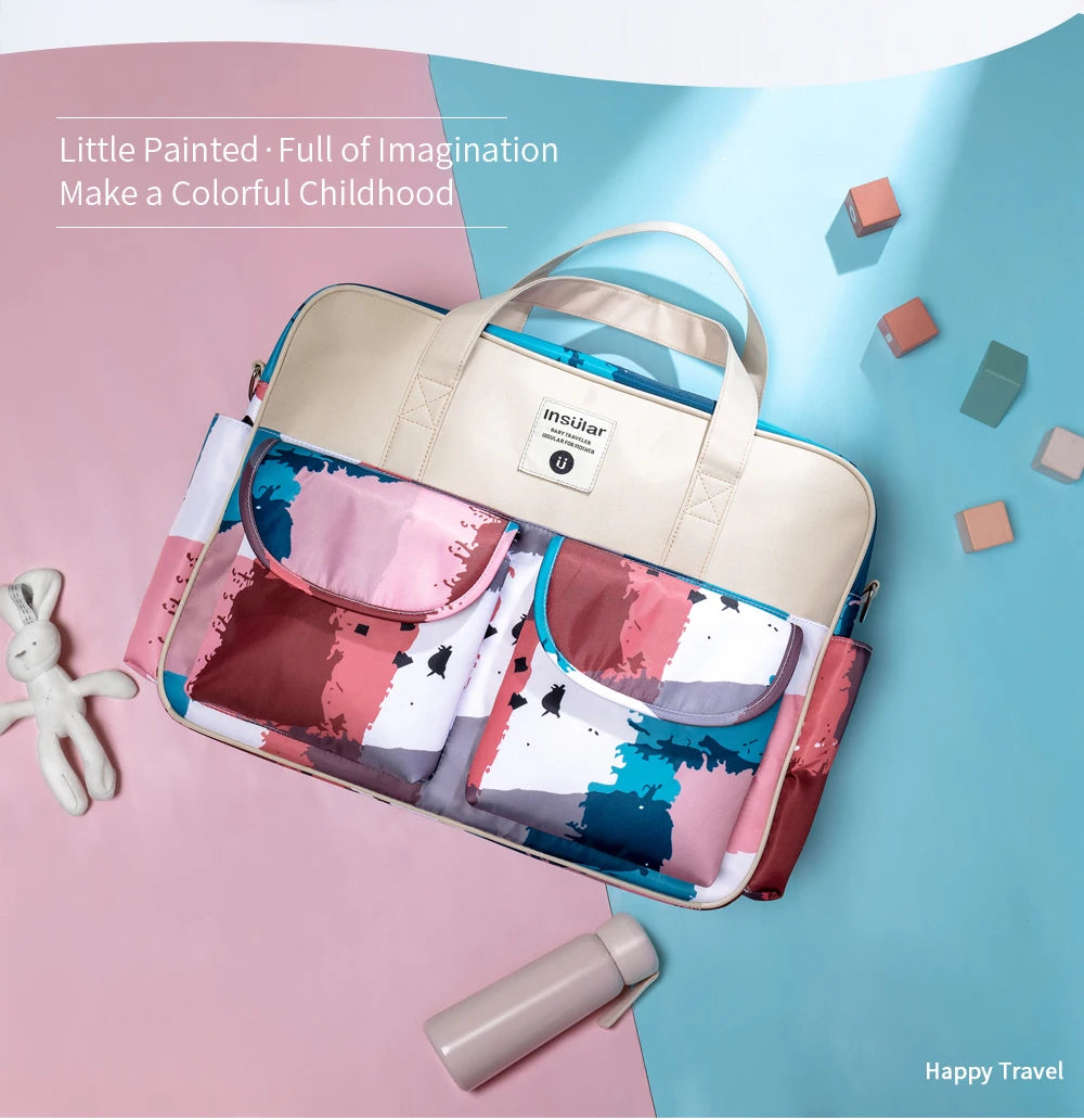 Insular Baby Diaper Bags Large Capacity Mommy Travel Shoulder Bag Waterproof Baby Nappy Bag Portable Stroller Bag For Baby Care