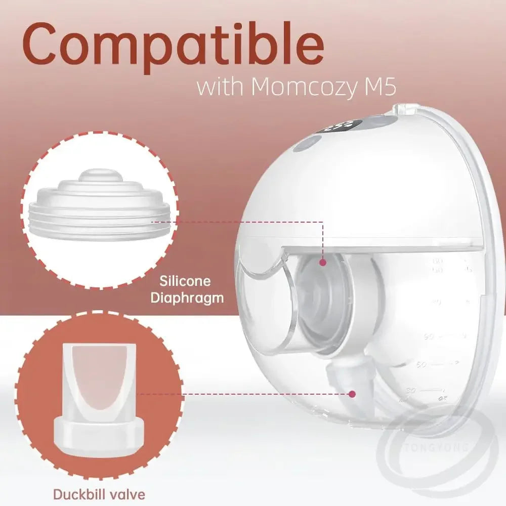 8-Pcs Duckbill Valves and 4-Pcs Silicone Diaphragm Set Compatible with Momcozy M5 Electric Breast Pump-Replacement Accessories