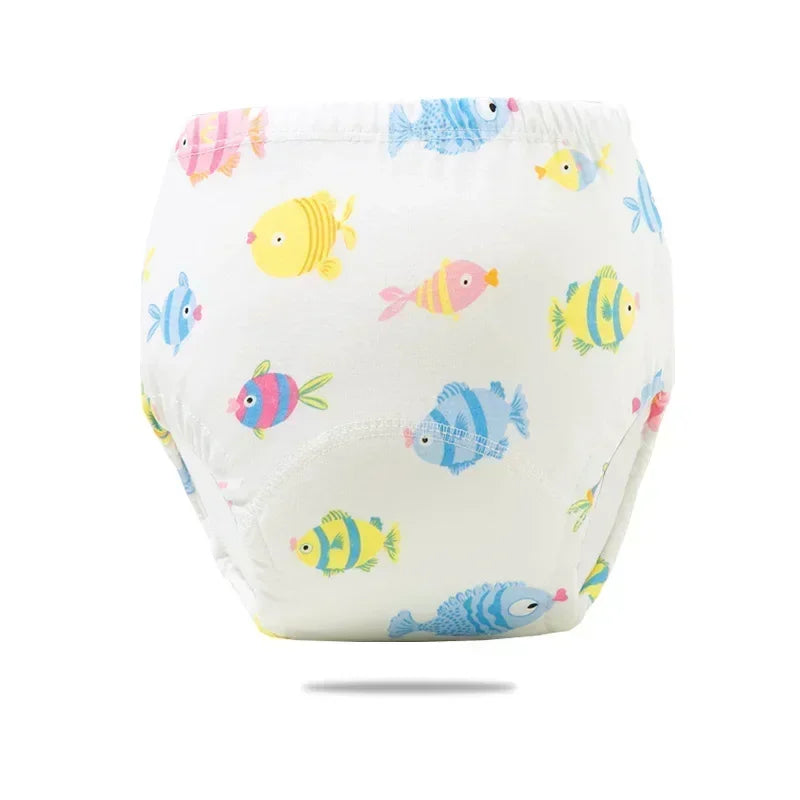 Baby Cartoon Potty Training Pant Washable Reusable Soft Cotton Cloth Diaper for Toddler Boy Girls Breathable Cotton Diaper Nappy