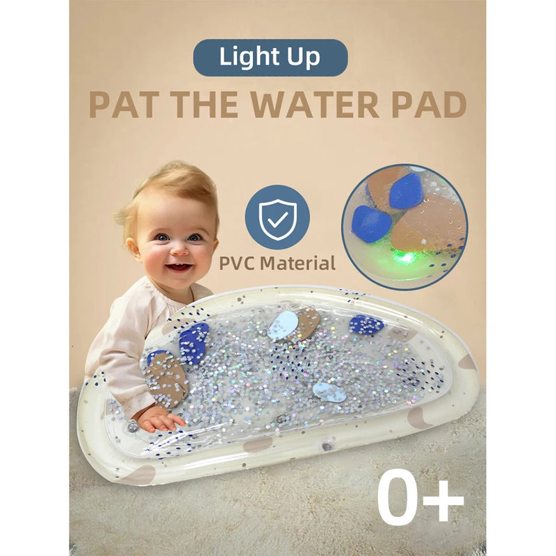 LED Light Up Baby Water Play Mat Inflatable Sensory Water Mat for Infants Toddlers Tummy Time Playmat