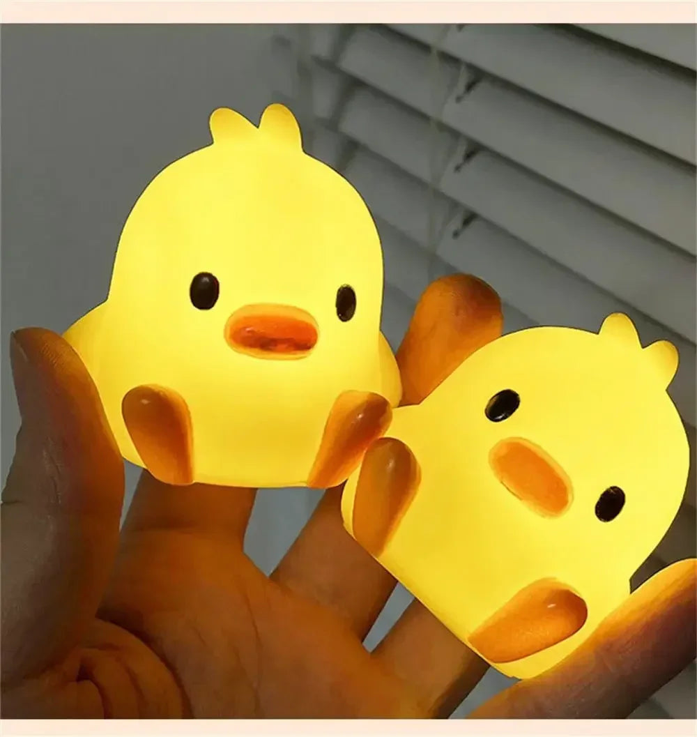 Cartoon Little Yellow Duck Night Light Built-in Battery Night Light No Harm Eyes Children Sleeping Lamp Bedroom Decor Light