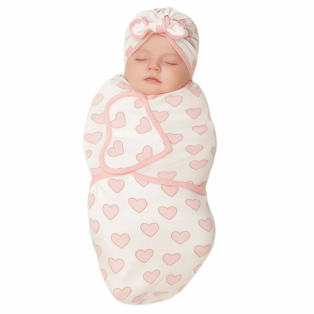 Bowknot Blanket Hat Set Soft Fabric Lightweight Material Newborn Photography Blanket Flower Adjustable Wrap