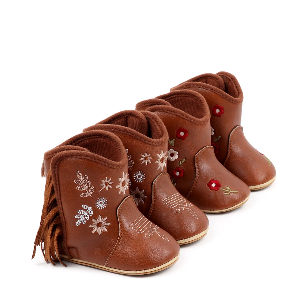 Fashionable And Popular Baby Shoes Western Denim Midsole Boots Autumn And Winter Warm And Anti Slip Casual Walking Shoes
