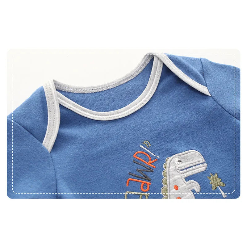 5-Piece Spring Autumn Cartoon Long Sleeve Newborn Baby Boy Girl Bodysuits 100%Cotton Soft Infants Clothes