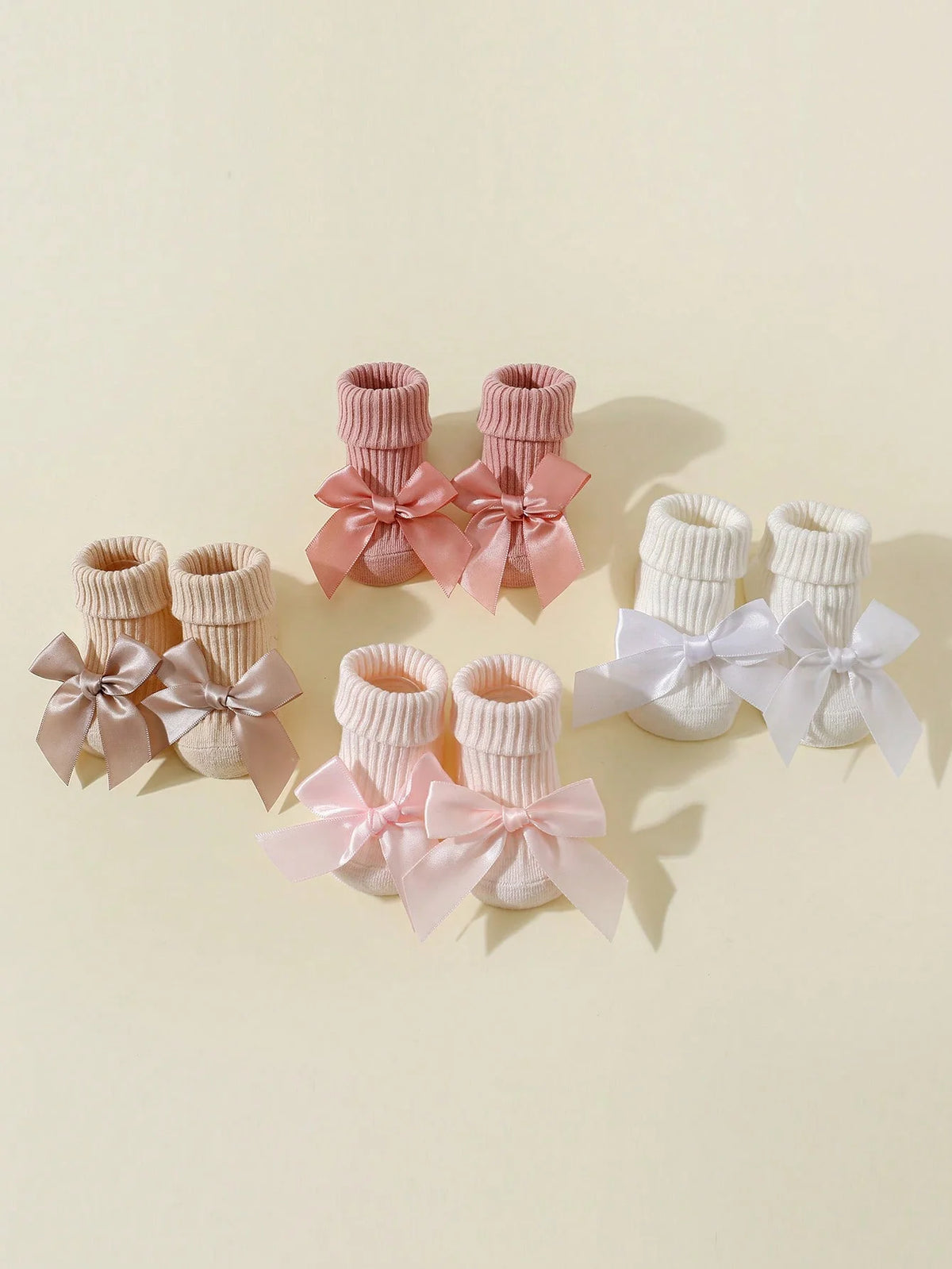 4 Pairs of Baby Girls Socks with Bows, Soft Cotton Newborn Infant Ankle Socks, Breathable Non-Slip Short Socks for 0-24 Months